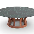 Elegant Modern Round Side Table With Marble Top And Wooden Base 3d model