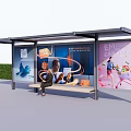 Bus station bus stop sign 3d model