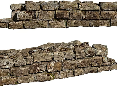 Natural Weathered Stone Building Exterior Wall With Rough Texture And Masonry Detail 3d model