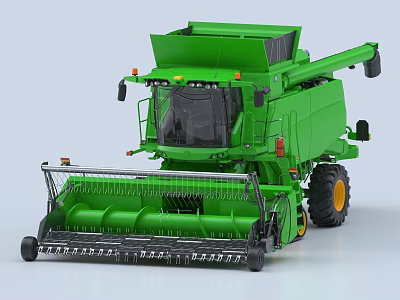 Green Modern Agricultural Combine Harvester With Reaping Front And Grain Tank Cab 3d model