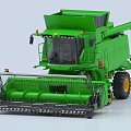 Green Modern Agricultural Combine Harvester With Reaping Front And Grain Tank Cab