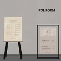 POLIFORM Cafe Menu Display With Easel And Framed Chinese Tea Menu 3d model