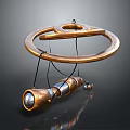 Golden Circular Commercial Measuring Equipment Featuring Ring Pointer Hanging Cylindrical Lens And Metallic Texture