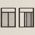 Two Modern Black Sliding Windows With Glass Panels And Metal Frames 3d model