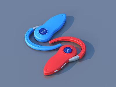 Portable Blue and Red Household Items with Curved Shape and Button Design 3d model
