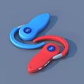 Portable Blue and Red Household Items with Curved Shape and Button Design