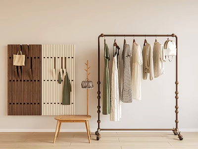 Modern Clothes Hanger Piano Key Clothes Hook Floor Hanger Solid Wood Clothes Hanger Clothes Hook Clothes Bag Solid Wood Hanger 3d model