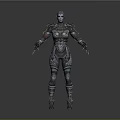 Futuristic Female Robot 3D Model With Metallic Armor And Red Accents