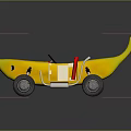 Children Playing With Banana Shaped Toy Car Featuring Red Seat And Black Steering Wheel