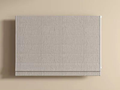 Gray Textured Linen Curtain On Beige Background For Simple Home Interior 3d model