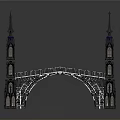Intricate Gothic Architectural Model With Twin Spired Towers And Arched Bridge