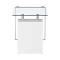 Modern Glass Top Desk With White Drawer Cabinet And Metal Frame