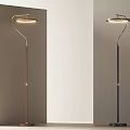 Modern Brown and Black Floor Lamp with Curved Metal Stand for Living Room