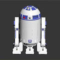 R2 D2 Robot Character Model With White Blue Dome Head And Leg Structure