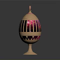 Colorful Striped Egg Shaped Furniture Decorative Ornaments With Gold Blue Purple Bases