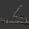 Industrial Mechanical Arm With Metallic Carved Details And Joint Components