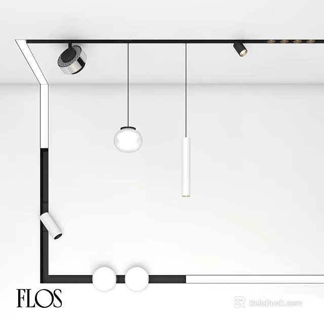 Stylish Modern Living Room Interior Design With Ceiling Downlights And Spotlights 3d model