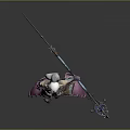 Elegant Female Elf Game And Movie Character With Purple Cloak Silver Spear And Jeweled Armor
