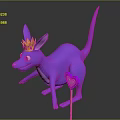 Cute Purple Kangaroo Doll with Golden Crown and Pink Heart Ornament