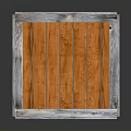 Wooden Crate With Orange Planks And Silver Metal Frame And Labels