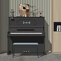 Black Piano And Art Supplies In Modern Interior With Decorative Accessories