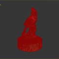 Red Bird Statue Decorative Figurine With Orange Base And Floral Patterns