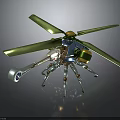 Space Exploration Probe With Green Blades Metallic Structure And Support Legs
