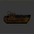 Old Vintage Ship Model With Yellow Black Hull Red Life Rings And Deck Cabin