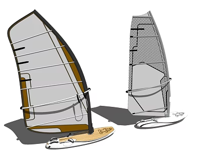 Two Types Of Modern Windsurfing Sports Equipment With Distinct Sail And Board Designs 3d model