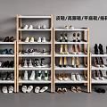 Display of Various Shoes Including Leather Shoes High Heels Flats Slippers Sandals on Wooden Shelves