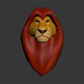Red Lion Head 3D Model Decorative Sculpture With Vibrant Mane And Detailed Features
