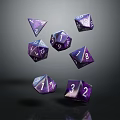 Shiny Purple Polyhedral Dice With Numbers Floating On Dark Background