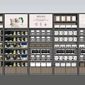Modern Display Shelves With Neatly Organized Various Products And Multiple Tiers