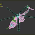 Detailed White Helicopter With Black Rotors And Blue Windows Design Model