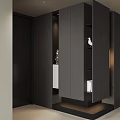 Elegant Modern Shoe Cabinet Design With Open Shelves And Decorative Elements 3d model