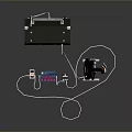 Professional Electric Guitar Amplifier With Effect Pedal And Connection Cables Setup
