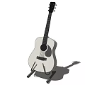 Classic Wooden Acoustic Guitar On Stand With Black Fretboard Design