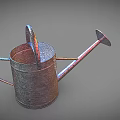 Vintage Metal Watering Can With Long Spout And Sturdy Handle