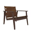 Modern Leisure Chair With Solid Wooden Frame And Leather Cushion For Comfortable Home Living Room