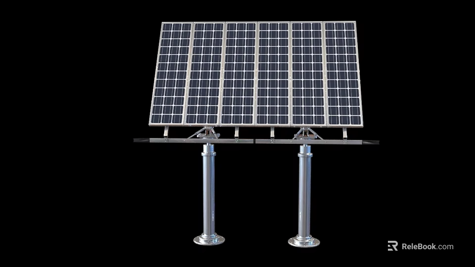Industrial Solar Panel Equipment With Metal Mounting Structure And Stable Supports 3d model 