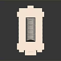 Abstract 3D Model With Stacked Geometric Blocks Pink Beige White Layers And Grid Textured Top