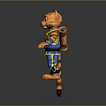 Cartoon Cat Character In Blue Outfit Riding Unicycle With Yellow Stripes