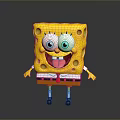 SpongeBob SquarePants Yellow Square With Big Eyes Smiling Brown Shorts White Shirt Red Tie Shoes