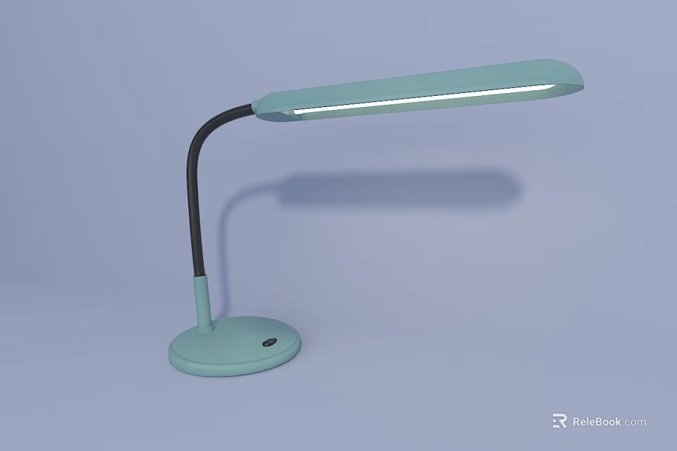 Modern Minimalist Desk Lamp with Light Green Shade Base and Black Flexible Pole 3d model 