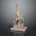 Ancient Stone Sculpture Depicting Rider on Horseback with Loyal Dog Companion Figure