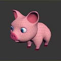 Cute Pink Pig Stuffed Toy With Blue Eyes Pink Ears And Red Hooves