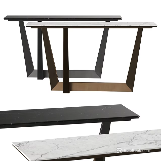 Modern Sleek Side Table With Marble Top And Sturdy Metal Frame Design 3d model