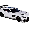 White Mercedes Sports Car With Black Spoiler Aerodynamic Design And Red Interior