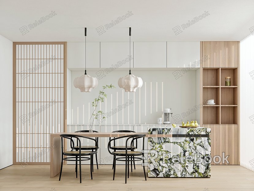 Modern Restaurant Home Dining Table Chair Bar Small Chandelier Fruit Ornaments Venetian Blinds model