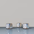 Board Game Entertainment With Three Silver Dice For Playing And Fun 3d model